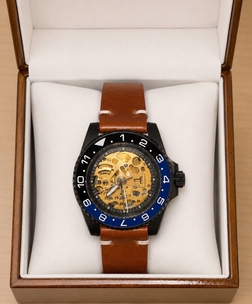 Real skeleton watch built by Alan